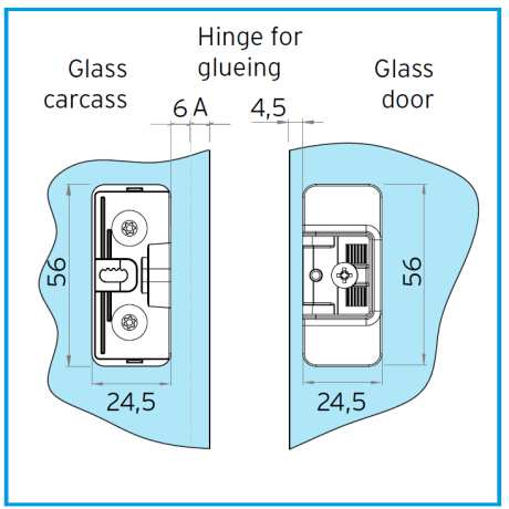 CERNIERE A PERNO SINGOLO Montaggio sicuro su vetri con foro passante. Per ante Vetro/Vetro. Regolazione in altezza ± 1 mm. Regolazione laterale + 1 mm. Vetro/Vetro per ante a Filo Spessore vetro mm.