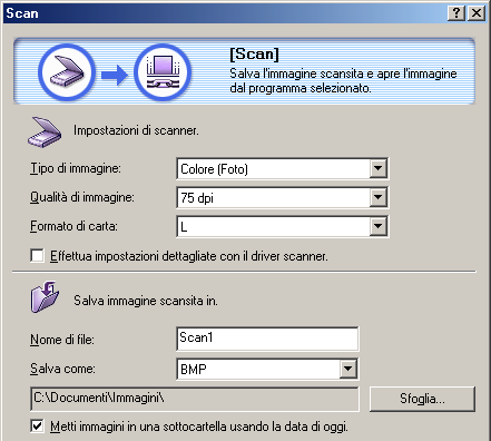 Impostazioni per Pulsanti Scansione 1-3 (3/4) Salvataggio di Immagini Scansite - Nome di file Questa impostazione consente di regolare la denominazione dei file immagine.