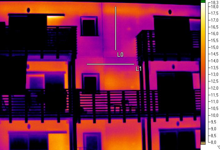 I termogrammi mostrano una distribuzione delle temperature non omogenee presenti su tutte le facciate dell edificio con gradienti