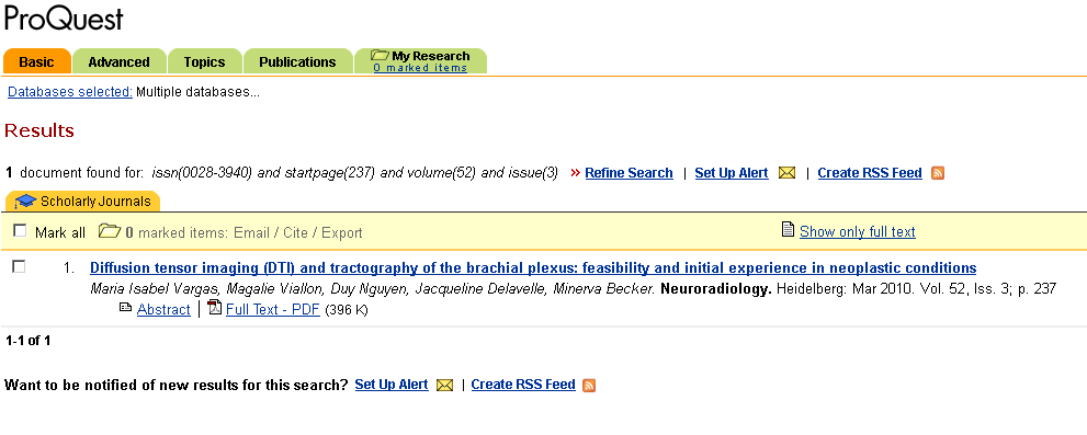 4 - Ricerca di un articolo tramite PubMed Database ProQuest BiblioSan L articolo viene visualizzato