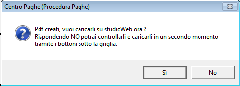 Consigliamo di rispondere sempre no, in modo da effettuare un controllo prima del caricamento definitivo in StudioWeb.