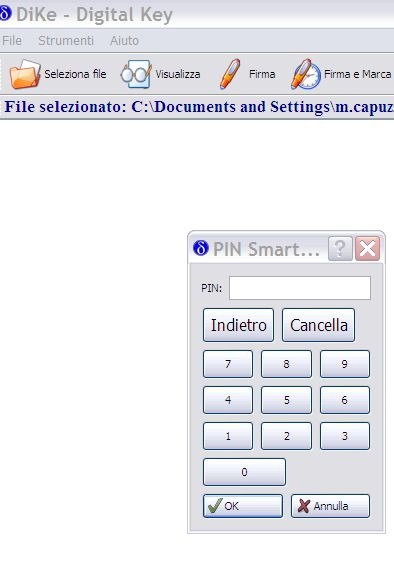 Inserire il PIN della smart card in modo da