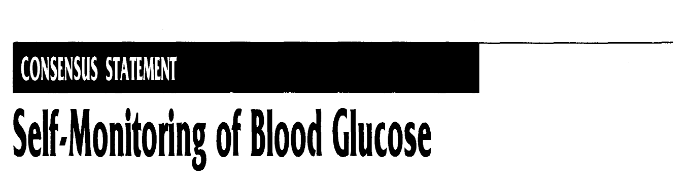 Self-monitoring of blood glucose (SMBG) has become a major adjunct to the care of individuals with diabetes mellitus in the past decade.