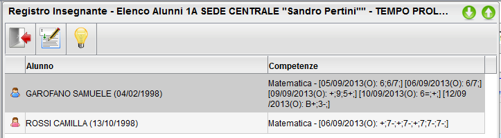 confermare REGISTRO DEL PROFESSORE Per prima cosa si scelgono la classe e la materia e poi compare la Scheda Giornale con i tasti si possono aggiungere e togliere ore di lezione, mentre i tasti