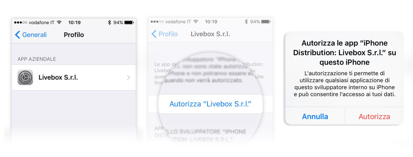 LiveBox S.r.l verrà mostrata tra le app aziendali.