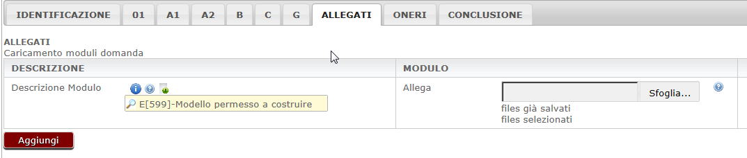 Scheda caricamento ALLEGATI Attenzione: Per MODULO si intende MODELLO/DOCUMENTO Nel campo descrizione modulo se vuoto inserire la descrizione sintetica del documento.