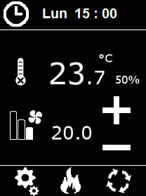 3 Controllo temperatura Le figure sotto riportano la pagina di controllo della temperatura per il terminale in versione orrizontale e verticale.