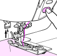 Affrancatura I punti di affrancatura vengono usati per rinforzare le parti di cucitura facilmente sfilacciabili. ATTENZIONE: Assicurarsi che la macchina sia spenta prima di sostituire il piedino.