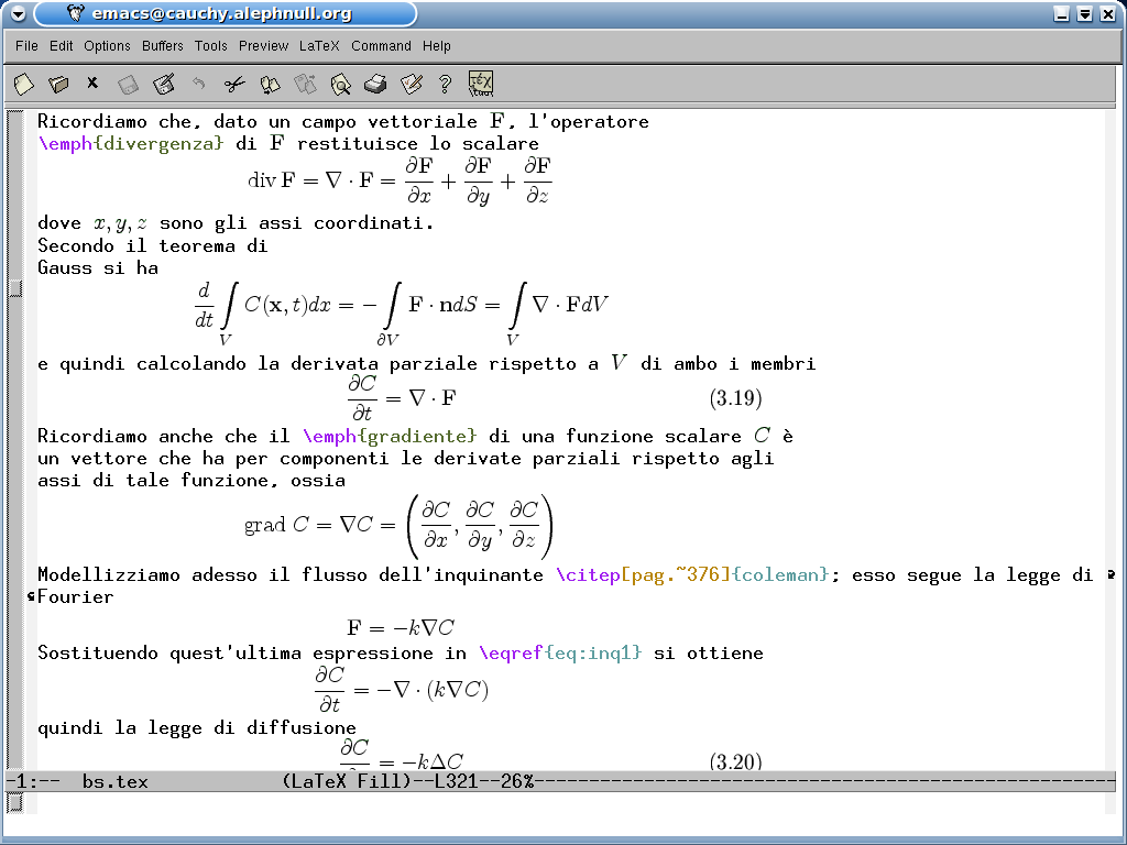 ArsT E Xnica Nº 2, Ottobre 2006GNU Emacs e AUCTEX per LATEX dopo una fase di apprendimento iniziale un po ripida; non è però una sensazione che ognuno di noi ha provato iniziando a imparare TEX o L A