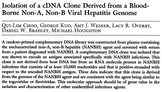 Storia della Virologia principali tappe 1989.