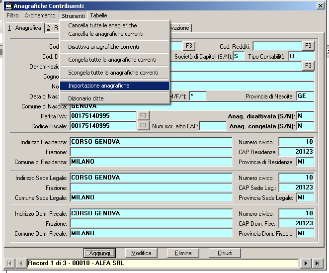 5. In opzioni barrare xml e in file da importare