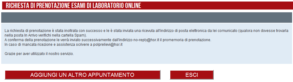 necessità di preparazioni, arriverà un altra e-mail con il