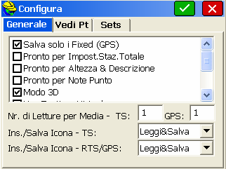 3.2.4 Inserire i Parametri di Configurazione Agendo sul tasto si entra nel menù di configurazione dei parametri di lavoro La pagina prevede la configurazione personalizzata di parametri generali di