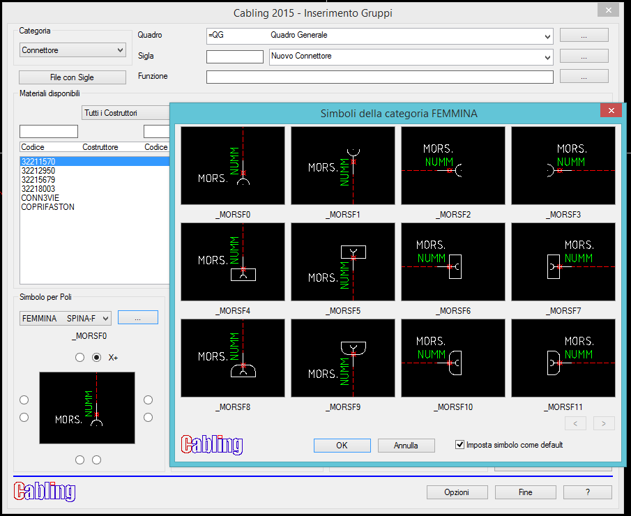MEMORIZZAZIONE SIMBOLO _MORS DI DEFAULT Nell inserimento dei Gruppi nello schema funzionale è possibile scegliere ora una tipologia di blocco _MORS e farlo diventare quello di default.