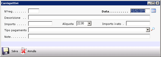 SEZIONE CONTABILITÀ Tale sezione permette di effettuare le registrazioni contabili della prima nota e dei corrispettivi, come risulta