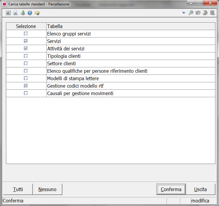 Nuove tabelle ed elementi standard TABAPARC Con il presente rilascio vengono distribuite per i vari moduli nuove tabelle ed elementi standard: TABAPARC Modulo PARCELLAZIONE ed Office Pilot RP 1.