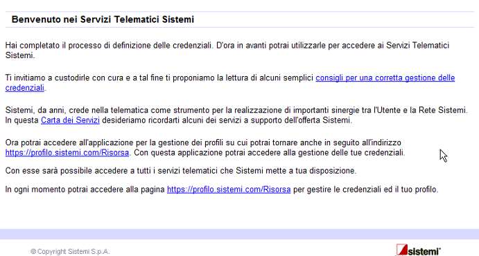 Fase 3 completamento della registrazione e pagina di benvenuto A conferma della regolare registrazione AOL presenterà una pagina di benvenuto