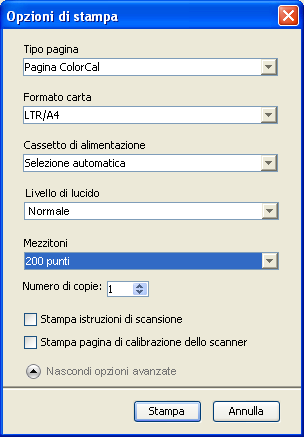 Pagina 13 6 Selezionare il cassetto di alimentazione da utilizzare per la stampa della pagina delle misurazioni.