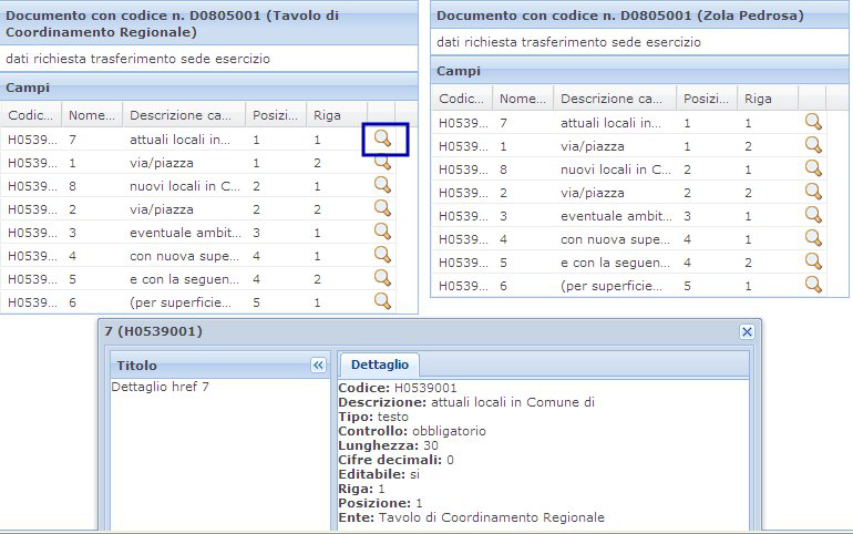 Selezionando i check posizionati a destra dei documenti messi a confronto e cliccando il tasto Confronta href, è possibile visualizzare e mettere a confronto