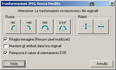 XnView - Guida di riferimento alle funzionalità principali Trasformazione JPG senza perdita di qualità È possibile modificare un'immagine tramite i vari effetti e strumenti di conversione di XnWiev.