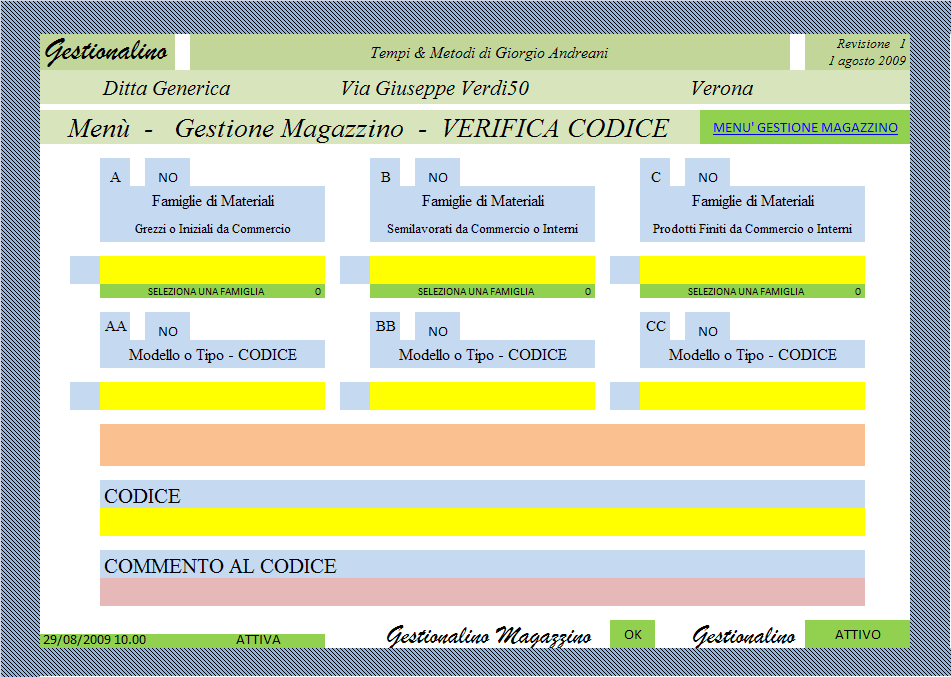 Abbiamo quindi personalizzato la Tabellina dei Sottocodici e la nostra maschera per la codifica si è personalizzata; a questo punto non resta che inserire i valori per i quali che ogni Membro di