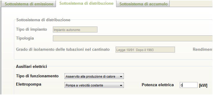 INSERIMENTO DELLE POTENZE TERMICHE ED ELETTRICHE LEGATE AL SOTTOSISTEMA DI EMISSIONE.