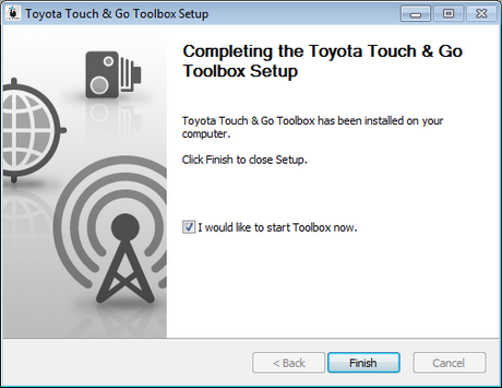 Se avete selezionato l'opzione "Avviare Toolbox adesso", allora Toyota Touch&GoToolbox si avvierà automaticamente dopo l'installazione.