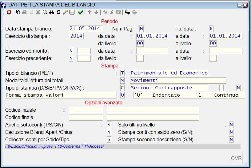 3. FASE FINALE Per verificare che tutto sia andato a buon fine è necessario fare una stampa di bilancio, dall esercizio aperto dandogli da data 01.