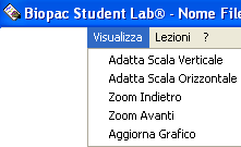 24 Biopac Student Lab 58. Seleziona l opzione Preferenze. Opzioni Menu 59. Fai click sul menu File menu e scegli le opzioni.