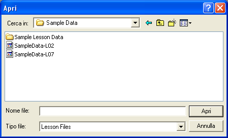 6 Biopac Student Lab 5. Apri la cartella Sample Data. Apri la cartella Sample Data, nella cartella Data Files. 6.