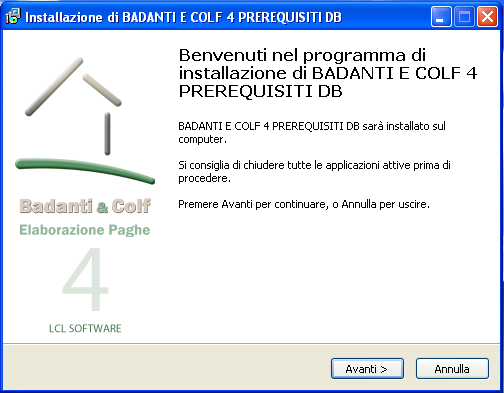 PROCEDURA DI INSTALLAZIONE La procedura di installazione si divide in 3 fasi: Installazione dei prerequisiti (solo per computer con Windows XP Service Pack 3) Installazione del motore di database