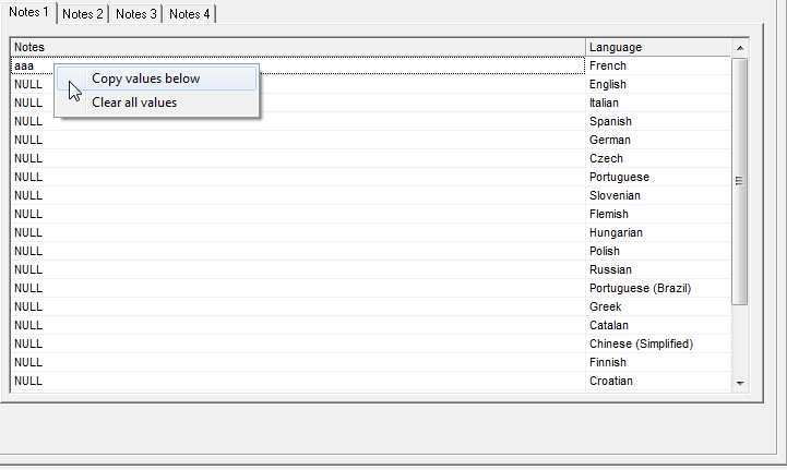 Creare il catalogo TAB Nella scheda è possibile inserire eventuali note associate al prodotto in funzione della relativa lingua di riferimento.