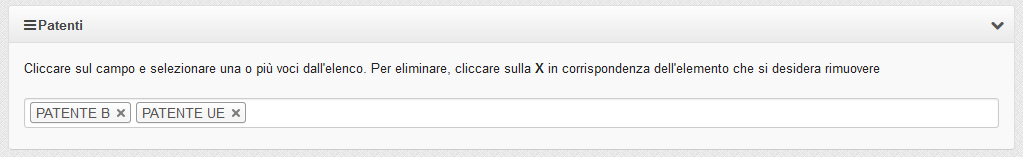 Curriculum Vitae 6.1.8 Patenti Per compilare questa sezione, è necessario cliccare sul campo a disposizione e selezionare una voce dall elenco fornito.