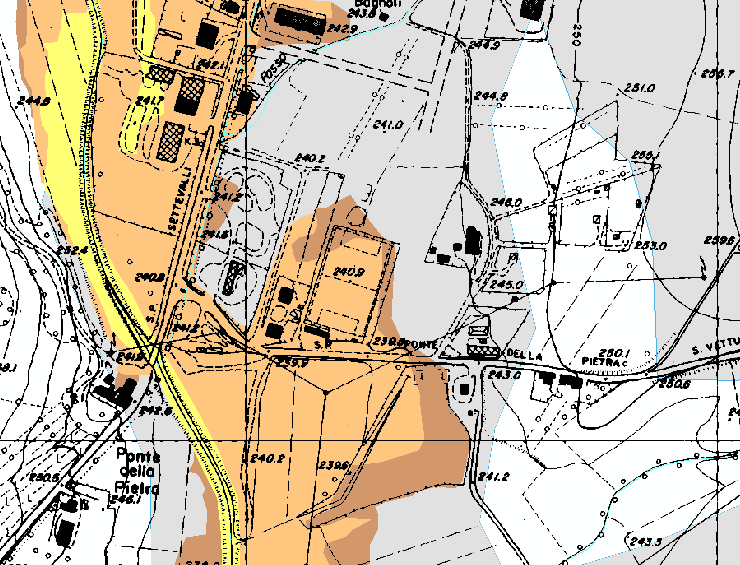 16 Stralcio carta dello zoning geologico tecnico Dalla cartografia si sintesi dello zoning si evince che l acquifero presenta una vulnerabilità all inquinamento medio alta.