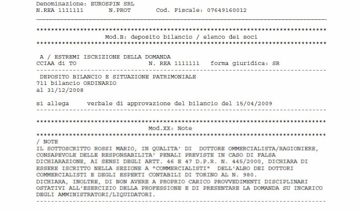 N.B. Si fa presente, che in fase di spedizione della pratica, l utente che non è tenuto al deposito del bilancio XBRL, deve selezionare l autocertificazione di esenzione dall obbligo, con la quale