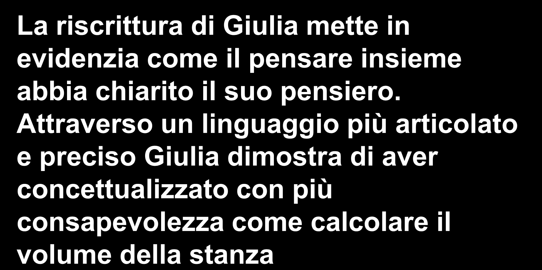 La riscrittura di Giulia mette in evidenzia come il pensare insieme abbia chiarito il suo pensiero.