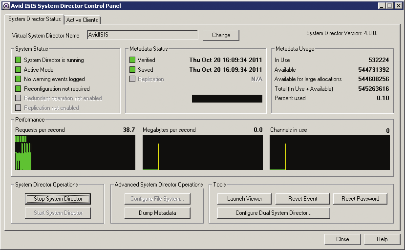 Installazione del software Passaggio 5 (creazione di un file system): Dopo aver attivato la licenza Avid, fare clic sul pulsante del pannello di controllo in ISIS Launch Pad nell'angolo in alto a