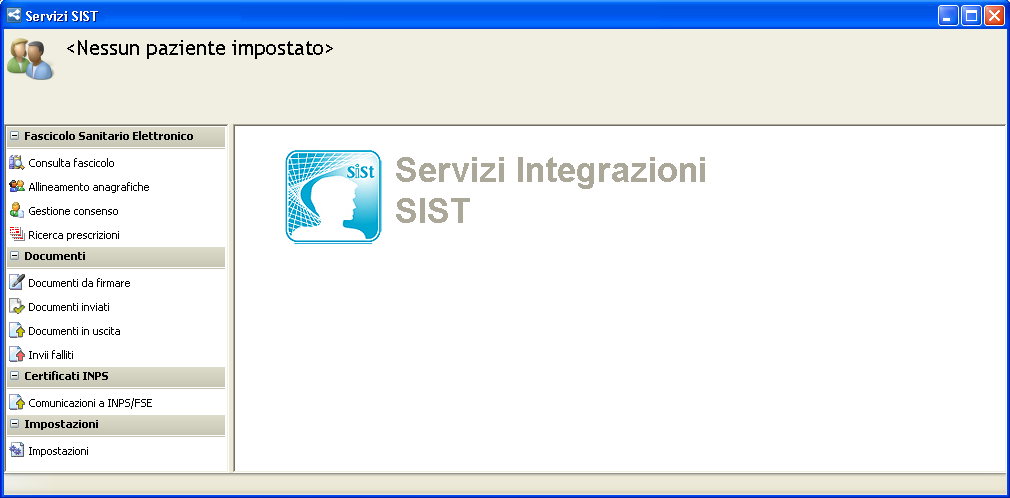 I Servizi possono essere richiamati sia con una cartella clinica di paziente aperta, che non.