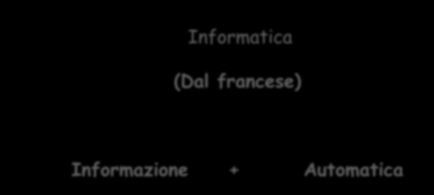 Informatica (Dal francese) Informazione + Automatica Scienza e tecnica dell
