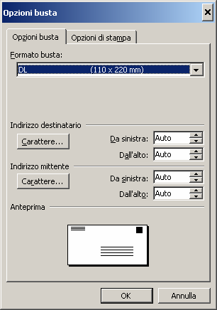 Pag.13 A questo punto facciamo clic sulla scritta opzioni busta per dare la forma corretta