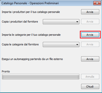 CREARE STRUTTURA CATEGORIE DIRETTAMENTE DA IMPORTER-ONE La creazione della struttura delle categorie del "catalogo personale" può essere gestita direttamente da Importer-One.