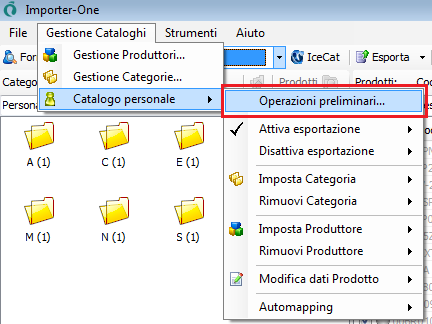 4 OPERAZIONI PRELIMINARI La creazione della struttura delle categorie del "catalogo personale" di Importer-One operazioni preliminari da affrontare.