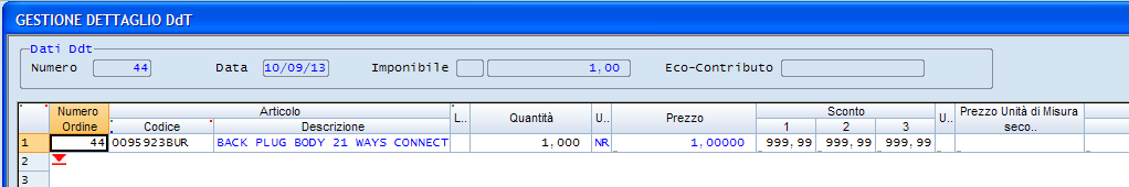 Figura 6-V (RFOM01FM/T1) Attraverso i campi Registrazione Documento è possibile indicare una data diversa da OGGI come assume il programma ed il Tipo e Numero registrazione qual ora si volesse