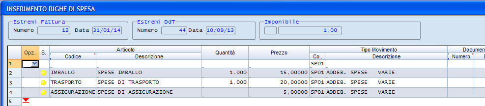 6.3.1 Spese - Caso in cui è richiamato Z9 con F2 Figura 6-VIII (RGBMZ1FM/T10) 6.3.2 Spese - Caso in cui è richiamato Inserimento righe di Spesa con F3 Figura 6-IX (RFOM05FM/TWCTL) La funzione