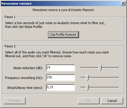 Esercizio 3 profilatura del rumore Creare un nuovo progetto e importare il file 01_knock.