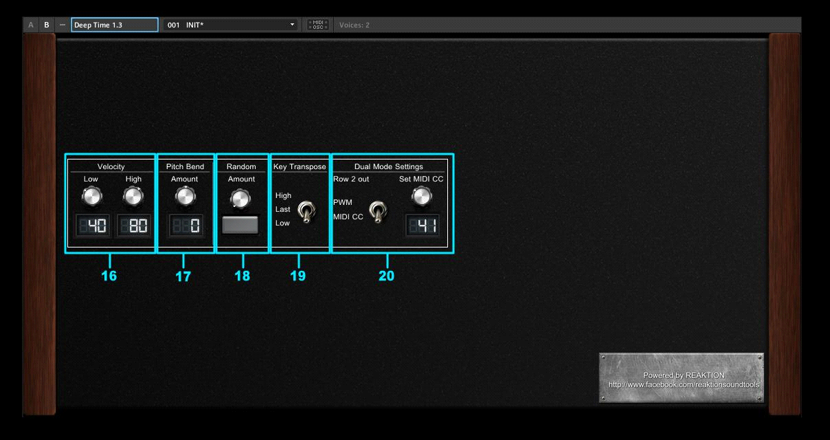 Il Deep Time è uno Step Sequencer 8x2 che può operare in modalità "seriale" (una sequenza da 16 step), in modalità "parallela" (due