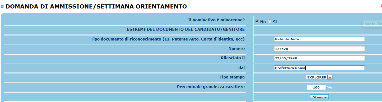 Password con cui è possibile rientrare ed apportare le modifiche ai dati inseriti, sempre che l'accademia non abbia già effettuato la registrazione della vostra richiesta.