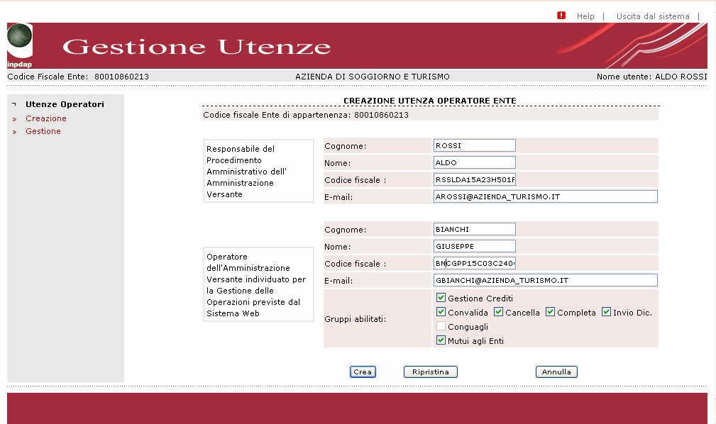 3. Inserire i dati dell Operatore.