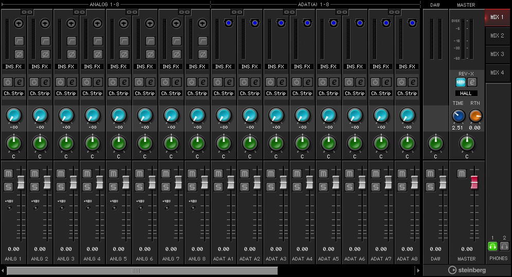 Controlli del pannello per i programmi software Apertura della finestra Windows [Start] [Programmi] [Steinberg UR824] [dspmixfx UR824] Mac [Macintosh HD] [Applicazioni] [dspmixfx UR824] Controlli del