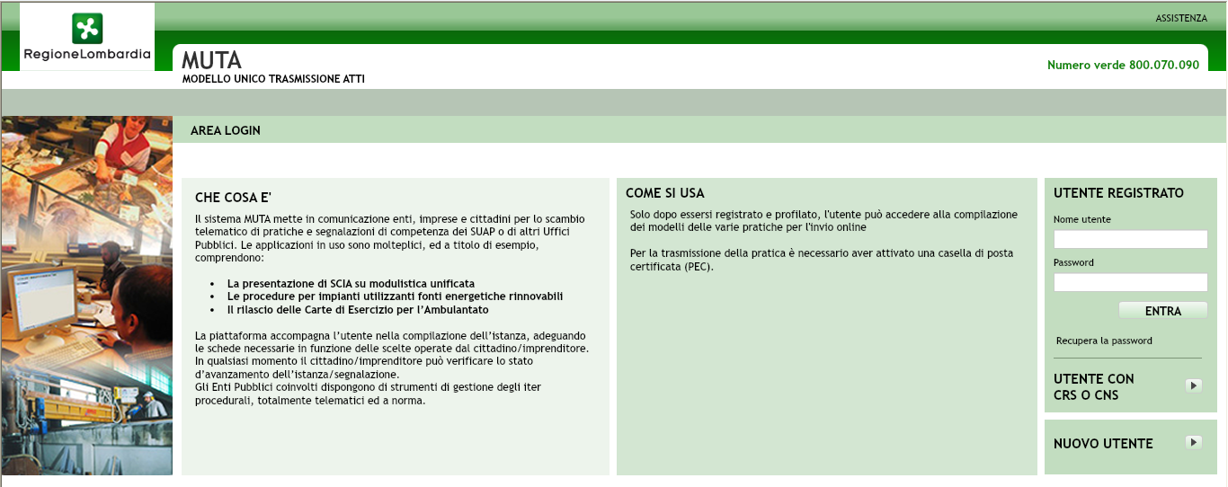 4. Accesso a Muta e selezione di Carta Esercizio Per poter operare nell Applicativo dedicato alla Carta di Esercizio per operatori su aree pubbliche è necessario effettuare l accesso alla piattaforma